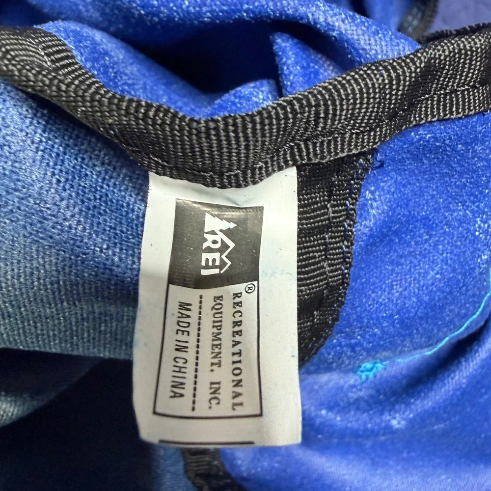 Vintage REI XXL Blue Tribal Print Duffel Bag Travel Camp Gym Shoulder Strap